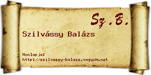 Szilvássy Balázs névjegykártya
