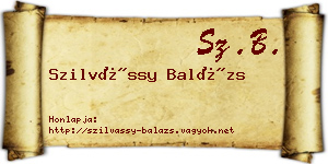 Szilvássy Balázs névjegykártya